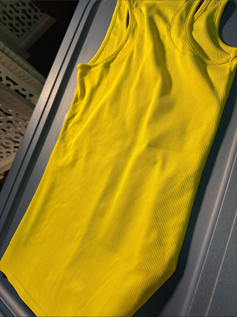 Under Armour Neon Yellow Ribbed Racerback Tank Top - Picture 3 of 3